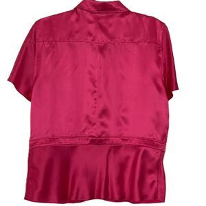 100% Silk Front Button Short Sleeve Blouse 1950's Style Vintage WD-NY Sz 16